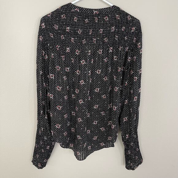 Veronica Beard Black Maree Smock Cuff Silk Blouse (10) - Picture 6 of 11